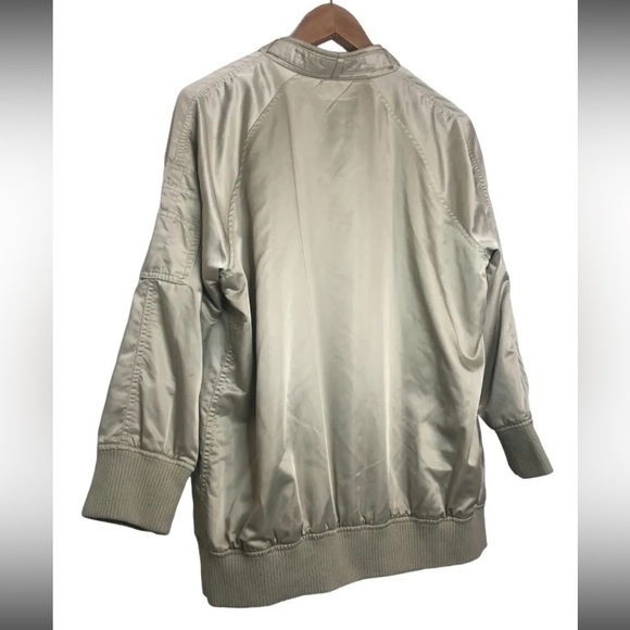 MEMBERS ONLY Iconic Classic Racer Khaki Sz L Satin Bomber Jacket 3/4 Sleeve - Picture 5 of 9